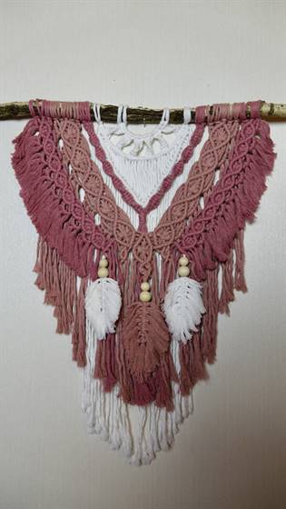 Makramee Wandbehang rosa