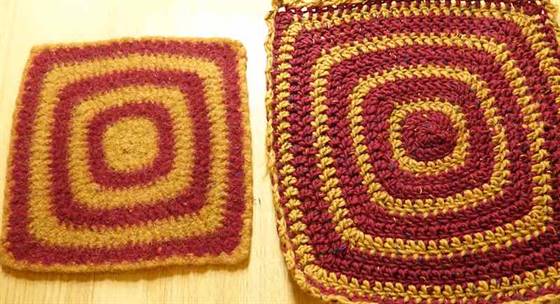 Der Vorher-Nachher-Effekt beim Sitzkissen aus Filzwolle.